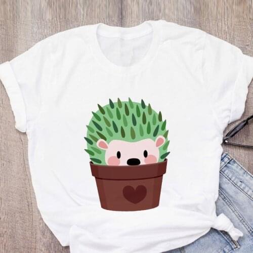 Womens T-shirt Plant Flowers Harajuku Graphic T-shirt 90s Fashion Ladies Print Summer Ladies Tops T-shirt Women