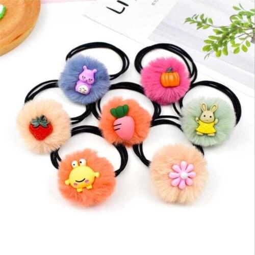 2pcs/lot candy color girl hairy hair rope accessories elastic hair rubber band hair tie ring Carton hurt hair rope head wear