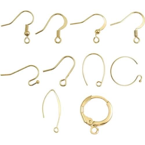 10-20pcs/lot 18K Gold Plated Copper French Earring Hooks Wire Settings Base Earrings Hoops For DIY Jewelry Making Accessories