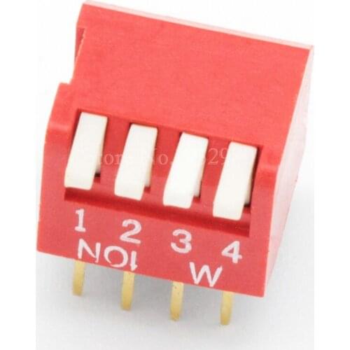 10PCS/LOT Toggle Switch DIP 4 Pins Side Dial Red Snap Switch 2.54MM