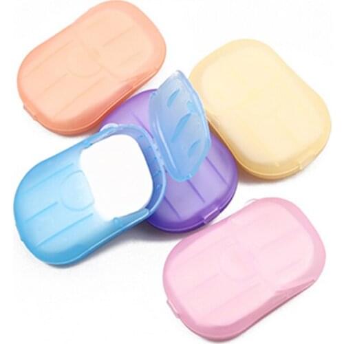 20 Pieces/box) Outdoor Travel Soap Washing Hand Bath Clean Scented Slice Sheets Disposable Boxe Soap Portable Mini Paper Soap