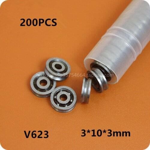 200pcs/lot V623 open V groove track roller wheel ball bearing pulley for embroidery machine 3x10x3mm