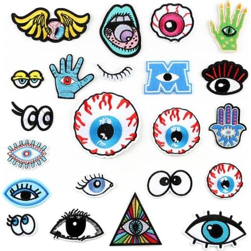 22 kinds of eye Series For Clothes Iron on Embroidered Patches For Hat Jeans Sticker Sew-on DIY Ironing Patch Applique Badge