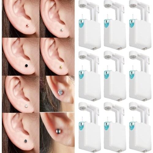 3pcs One-time Disinfection Ear Piercing Gun And Crystal Ear Stud Set For Safety Piercing Ear Studs Nose Clip And Body Jewelry