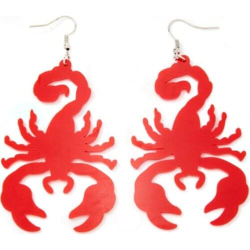 Acrylic Fashion Street Neutral Style Red Scorpion King Men And Momen Hyperbole Long Drop Earrings Female Hiphop Jewelry E21021