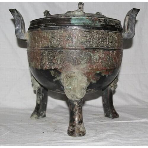 Bi001588 15 Archaic Chinese Bronze Dynasty Palace Tiger Beast Ding Incense Burner Censer