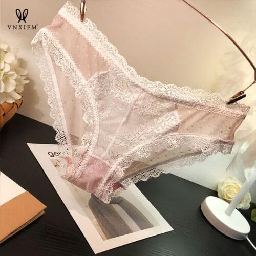 European and American fashion sexy see-through lace panties womens hollow cotton briefs super soft thin ice silk women shorts