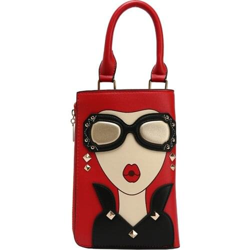 Europe and America Girl Face Women Mini Shoulder Bags Chain Handbags for Female Messenger Bag Ladies Crossbody Bags