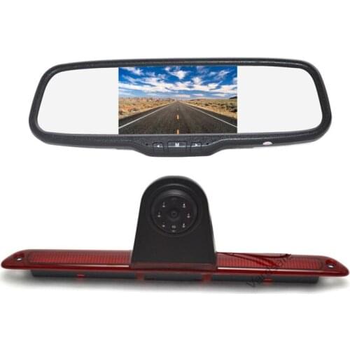 Vardsafe VS608C | Brake Light Backup Camera + Clip-on Rear View Mirror Monitor for Mercedes Sprinter (Can See Rear Bumper)