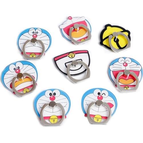 New Arrival Universal Metal Finger Ring cute mobile phone holder Stand Rings Kawaii Doraemon Cartoon Smartphone Ring Support