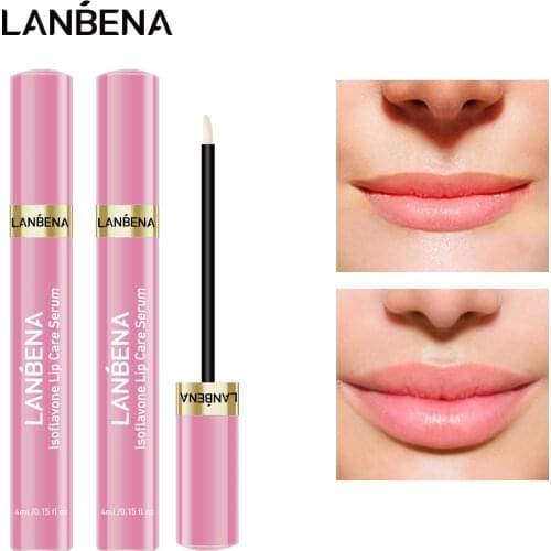 LANBENA Lsoflavone Lip Plumper Serum Increase Lip Elasticity Reduce Fine Lines aging Repairing Moisturizing Lip Mask Care 2PCS