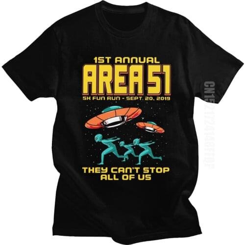5k Fun Run Men They Can't Stop All Of Us T Shirt Storm Area 51 Alien UFO Space Ship Saucer Clothes Vintage Tees T-Shirt For Male