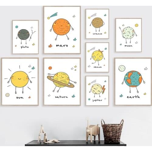 Mars Pluto Sun Saturn Uranus Venus Moon Jupiter Wall Art Canvas Painting Nordic Posters And Prints Wall Pictures Kids Room Decor