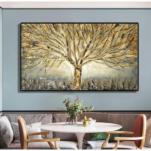 Wall Art Gold Tree Poster Canvas Painting Abstract Picture for Living Room Home Decoration Posters and Prints Cuadros