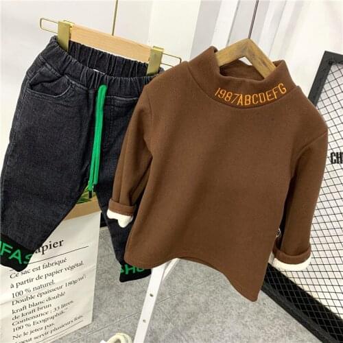 New Autumn Winter Boys Girls Clothes Sets Children Plus Velvet 2PCS Suits Casual Warm Thick Outfits Tracksuit Clothing 2-6Year