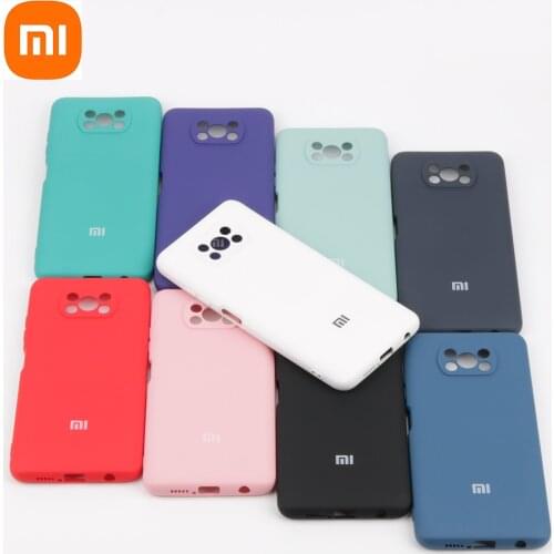 Original Xiaomi POCO X3 NFC Liquid Silicone Soft Case Full Coverage Camera Protect Shockproof Phone Cover POCO X3 Luxury Shell