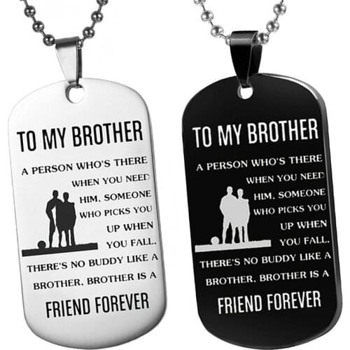 Stainless Steel To My Brother Necklace Metal Lettering Pendant Inspirational Love Gifts