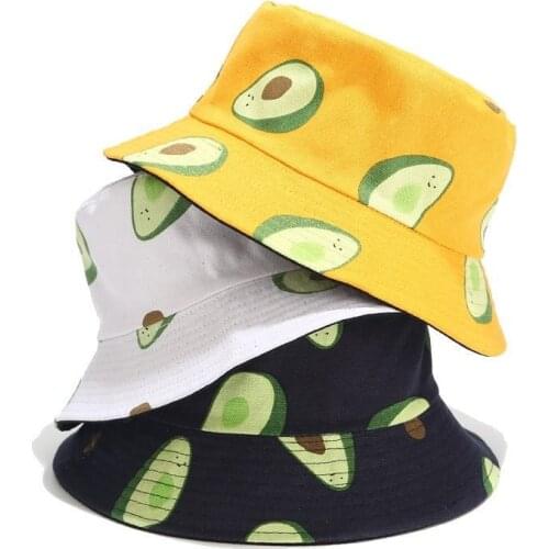 Cotton Fruit Print Bucket Hat Fisherman Hat Outdoor Travel Hat Sun Cap Hats for Men and Women 199