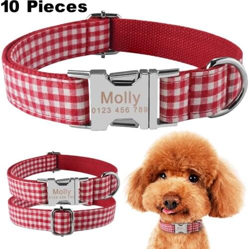 AiruiDog Personalized Dog Collar Samll Medium Large Dogs Custom Engraved Pet ID Name Tag Puppy Dog Tags Dog Collars 10 Pieces