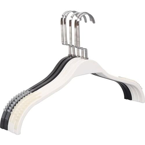 Flat Cloth Hanger Hook And White Lady Coat Hangers Black Plastic Hanger Shirt Hangers Rack With Non-slip Mat Chothing Organizer