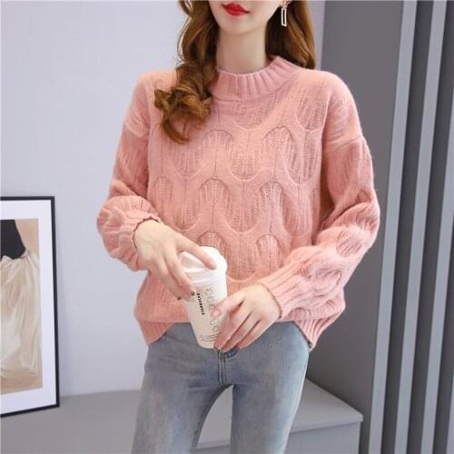 Pullover Womens Sweater Long Sleeve Loose Knitted Sweaters Oversized Woman Pullovers Sweater