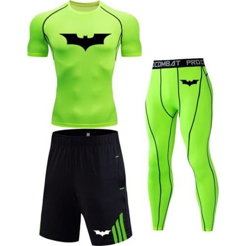 3Pcs Boxing Sports Mens Set Rashguard MMA Jiu Jitsu Printing Superhero Suits Gyms Fitness Running Jogging Training Boxing Jerses