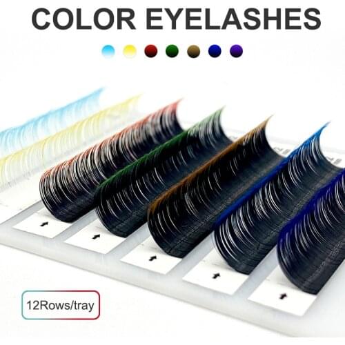 NATUHANA Ombre Blue Purple Red Brown Green Color Eyelash Extension Individual Synthetic Mink Gradient Color EyeLashes False Lash