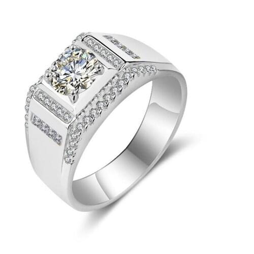 Luxury Jewelry 925 Sterling Silver&Gold Filled Round Cut 5A Cubic Zirconia CZ Party Men Rings Wedding Band Pave Ring For Female