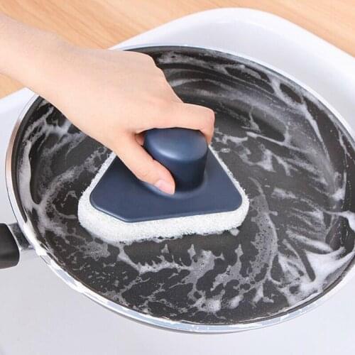 Handle Bath Brush Tile Brush Kitchen Decontamination Brush Magic Pot Sponge Triangulation Cleaning Brush Kitchen Tool