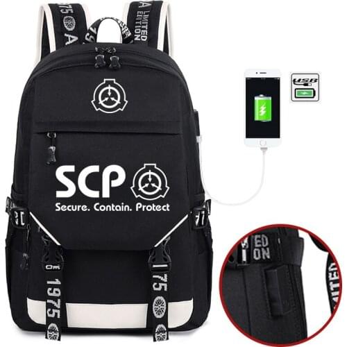Anime Scp backpack UNISEX student school bag preppy style usb charge backpack
