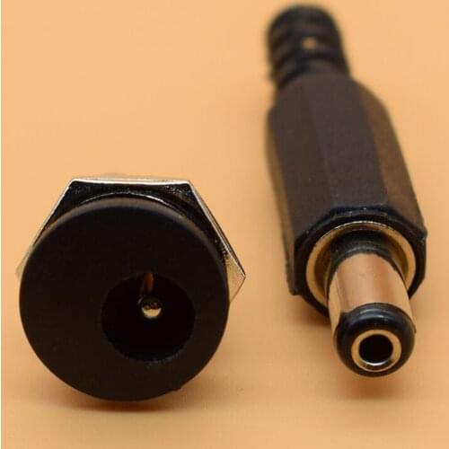 5.5X2.1mm DC Power Female Plug Jack + Male Plug Jack Socket Adapter Connector
