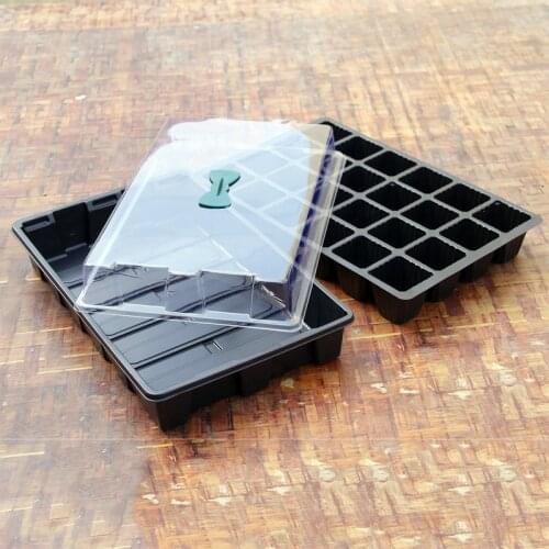 24-Cell Seedling Starter Tray Pot Seed Germination Plants Propagation Nursery Box with Lid Three-Piece Set Household Supplies