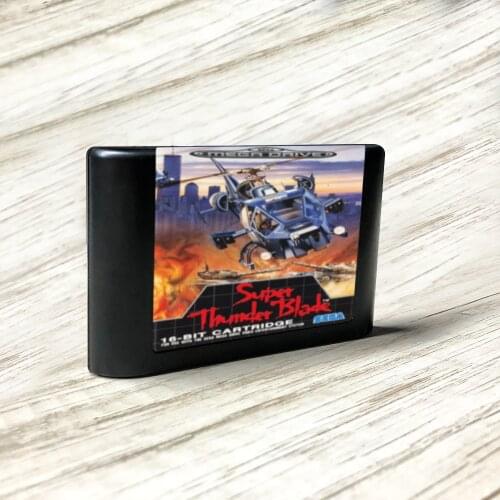 Super Thunder Blade - EUR Label Flashkit MD Electroless Gold PCB Card for Sega Genesis Megadrive Video Game Console