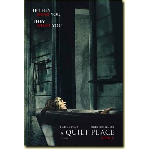 A Quiet Place Emily Blunt Horror Movie Silk Fabric Wall Poster Art Decor Sticker Bright