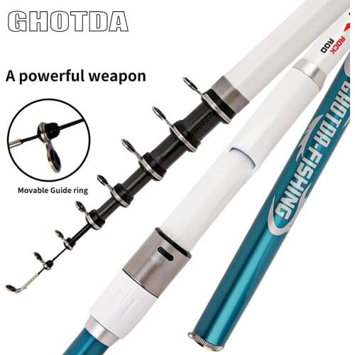 GHOTDA Carbon Fiber Rock Fishing Rod Telescopic feeder pole Spinning Carp Portable travel ultralight 3.6M 4.5M 5.4M 6.3M
