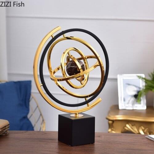 Rotating Globe Desktop Ornaments Golden Alloy Geography Globe Living Room Decoration Metal Crafts Sculpture Modern Home Decor