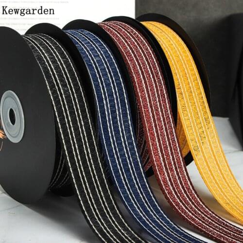 Kewgarden Bright wire Stripe Satin Ribbon 1" 25mm Handmade Tape DIY Hairbow Accessories Packing Webbing Wholesale 20 Yards