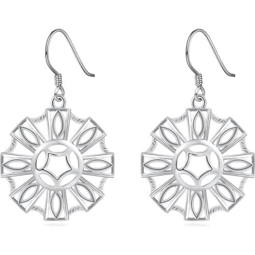 Fashion High Quality 925 Sterling Silver Carved Earrings for Women wedding Party Jewelry Christmas gifts
