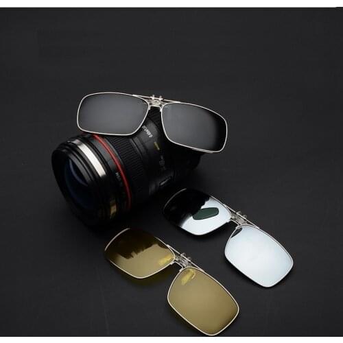 MYT_0303 Polarized Sunglasses Lens clip on glasses Night Vision Yellow Women Square Sun Glasses with Clips Unisex Clips