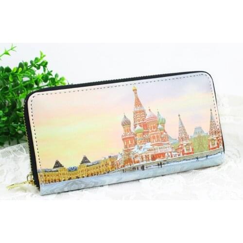 Saint Basils Cathedral Russian Wallet Zipper Coin Purse Lady Handbags Moneybag Women Long Wallets Cards Bags Pocket Notecase
