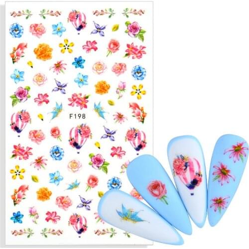 1 Sheet Cherry Blossom Nails Art Manicure Back Glue Decal Decorations Design Nail Sticker For Nails Tips Beauty