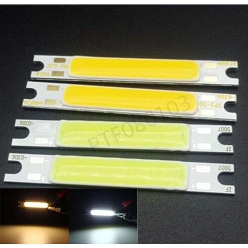10pcs/lot Warml Cool White 3W 50x7mm COB LED Strip Chip On Board Light Source For Wall Table Lamps DC 9V 11V LED