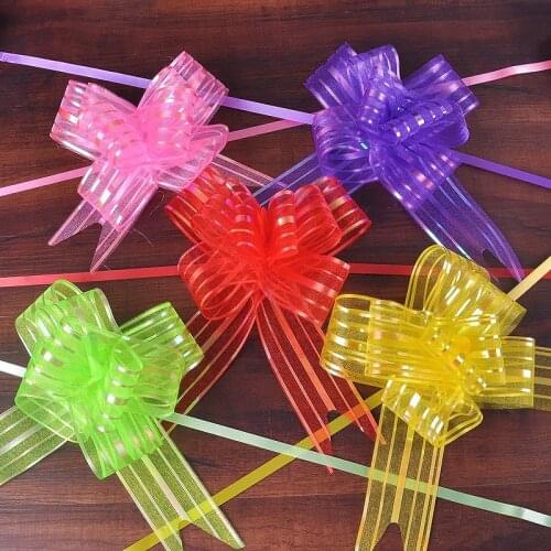 100pcs High Quality Organza Pull Flower Ribbon Bow Gift Wrap Candy Box Accessories DIY Wedding Car decor Supplies Flower Ribbons
