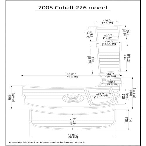 2005 Cobalt 226 model Swim Platform Pad Boat EVA Teak Decking 1/4" 6mm