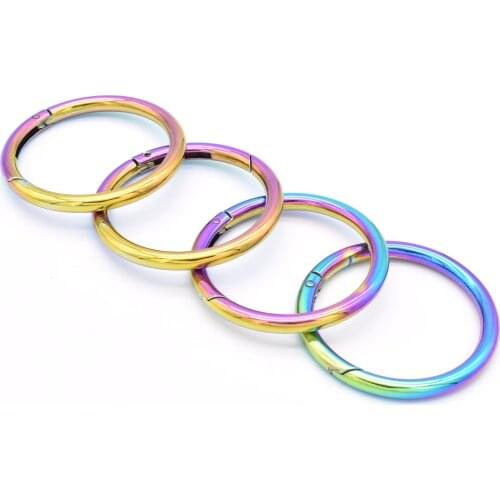 50mm Rainbow Spring Gate Ring Clasps Spring Ring Buckles Webbing Purse Bag Handbag Ring Buckle Gate Bag Purse Strap Snap Hook