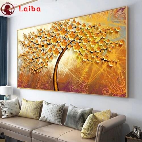 5D DIY Diamond Painting Abstract art, golden tree Hot selling home art cross stitch full diamond embroidery mosaic painting