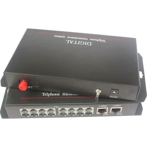 8-channel Telephone Optical Transceiver 1-channel 10/100M Network 8-channel PCM Voice to Optical Fiber Single Fiber 20 Km FC