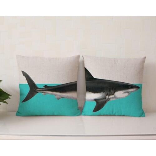 Shark throw pillow cover shark art printed pillowcase