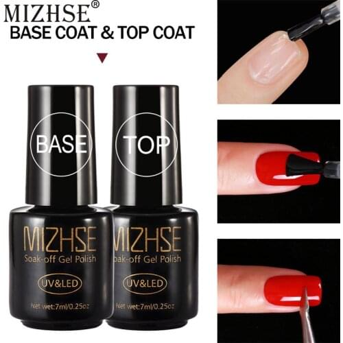 MIZHSE 7ml Base And Top For Nails Polish Top Without An Adhesive Layer Base For Gel Varnish Primer For Nails Under Gel-Lacquer