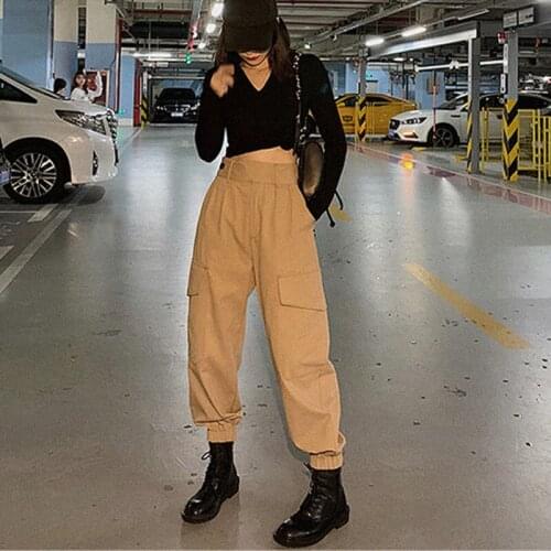 Cargo Pants Women Casual Joggers White Harajuku High Waist Loose Female Trousers 2021 Streetwear Style Black Ladies Pants